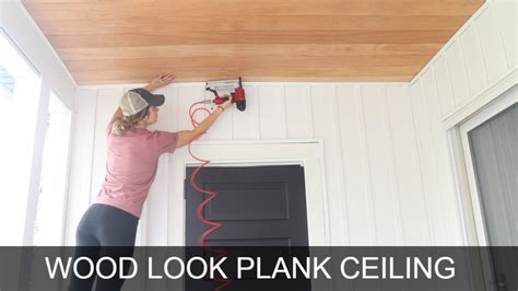 DIY Plywood Plank Ceiling .